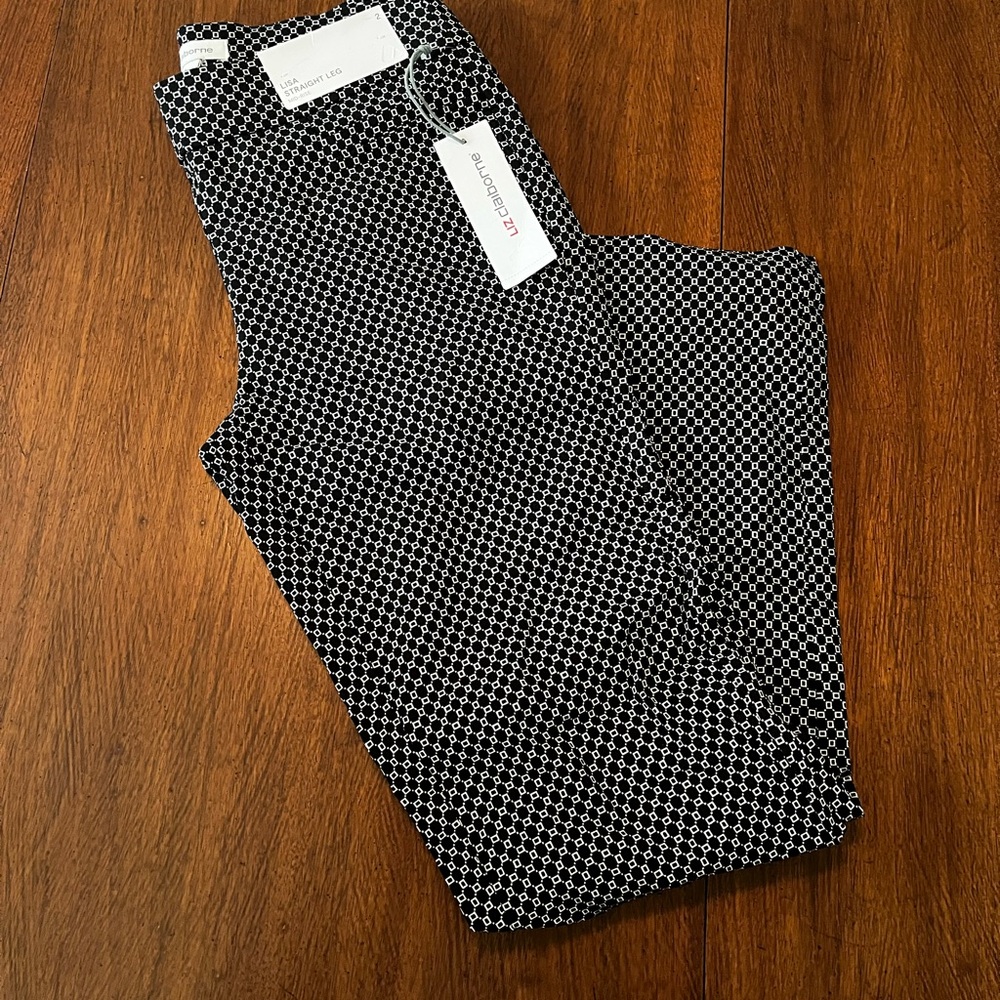 NWT Liz Claiborne Black and White Straight Leg Pants